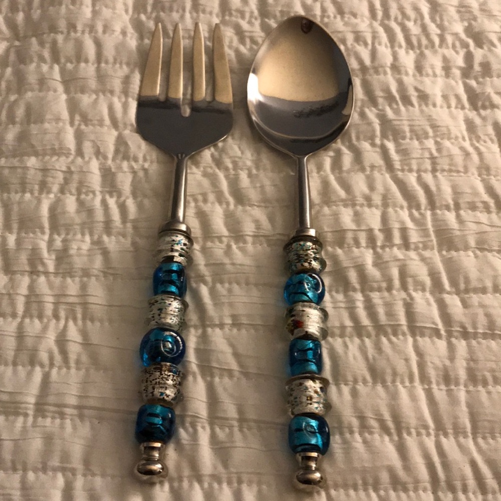 Fork , spoon salads serving